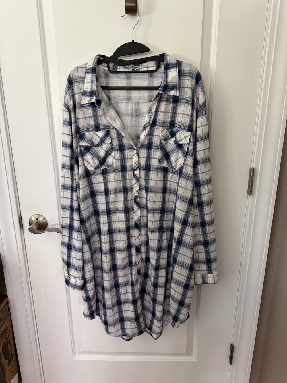 White Mark "Successfully Comfortable" Plaid Night Shirt - Women's Size 3XL